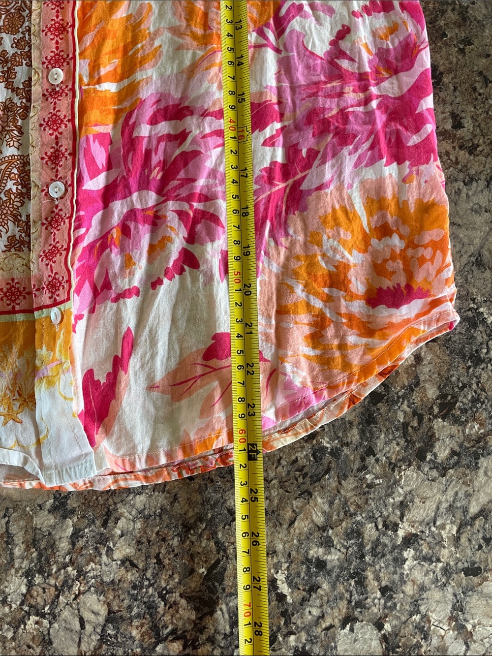 Calypso St. Barth Cotton Mixed Print Floral Patchwork Button-Down Shirt S Boho - Picture 10 of 11